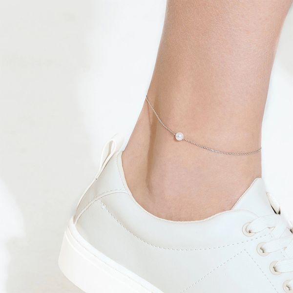

jujie 316l stainless steel pearl anklet bracelet for women 2021 foot chain anklets jewelry dropshipping/wholesale, Red;blue