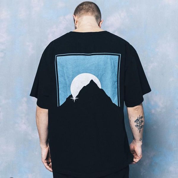 Sunset Mountain Logo Tee Skateboard Mens Designer camise