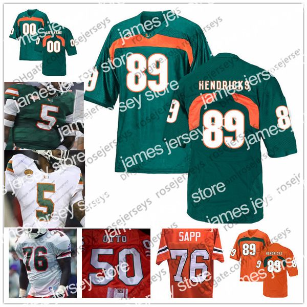 

american college football wear ncaa miami hurricanes #76 warren sapp 81 calais campbell 82 greg olsen 86 david njoku 87 reggie wayne 89 ted, Black