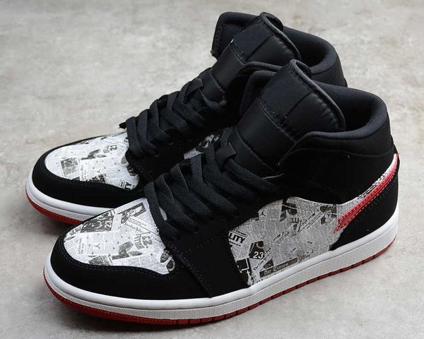 

jumpman 1 mid se basketball shoes 1s black white red 3d men women trainers sneakers sports ship with box