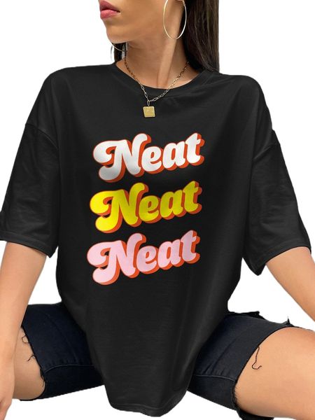 

letter graphic drop shoulder tee 65s6#, White