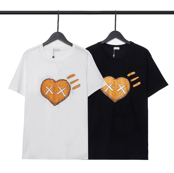 

2022 summer luxury white t shirt for men women tee black short sleeve heart t-shirts men's clothing l16510, White;black
