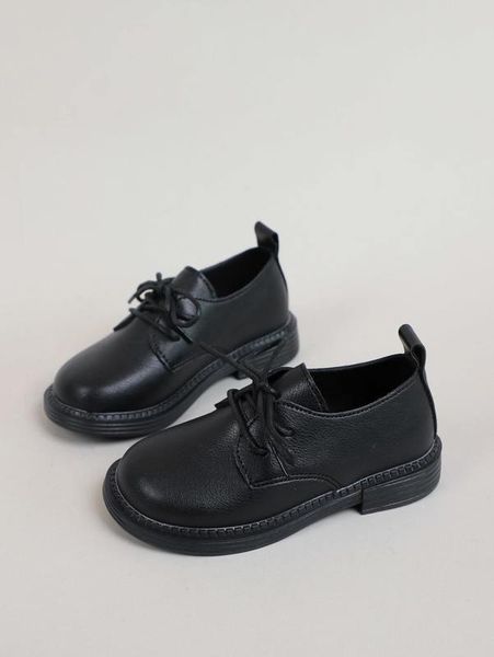 

boys lace-up front flat oxfords she, Black;grey