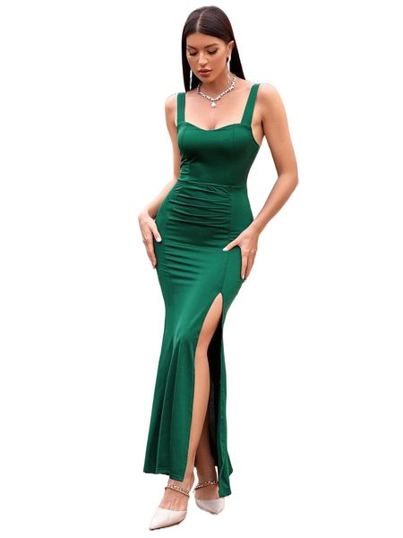

split thigh cami dress x6hq#, Black;gray