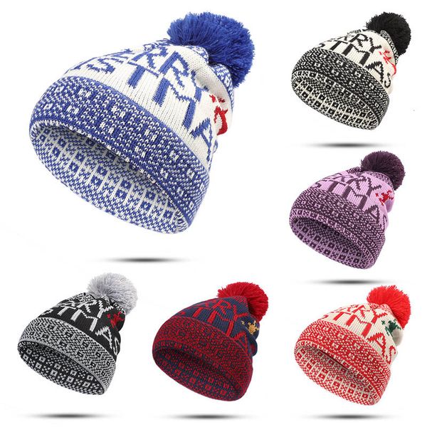 

christmas warm knitted wool hats jacquard ear protector head cap