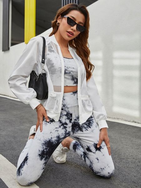 

fishnet insert raglan sleeve bomber jacket e1f9#, Black;brown