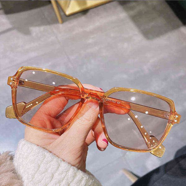 

fashion transparent orange square sunglasses women luxury designer small frame sun glasses men light color 220728, White;black