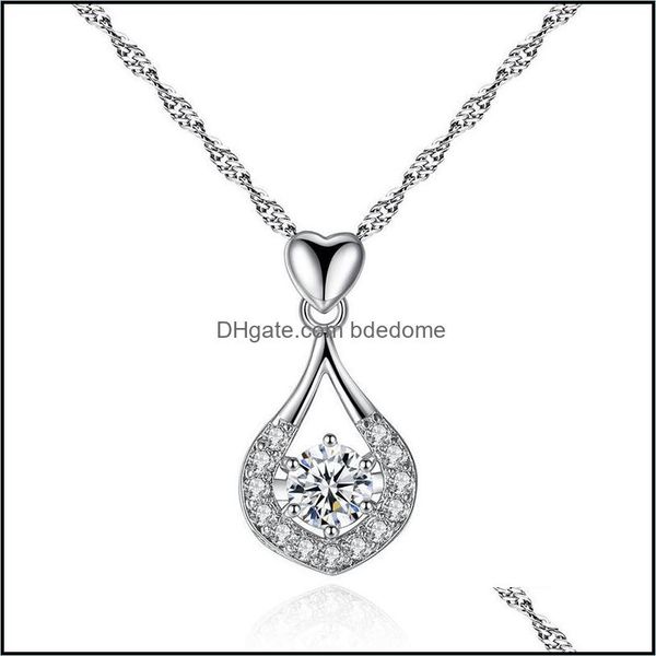 

pendant necklaces pendants jewelry piece hanging heart shape water drop box chain necklace setting cubic dhj7u, Silver