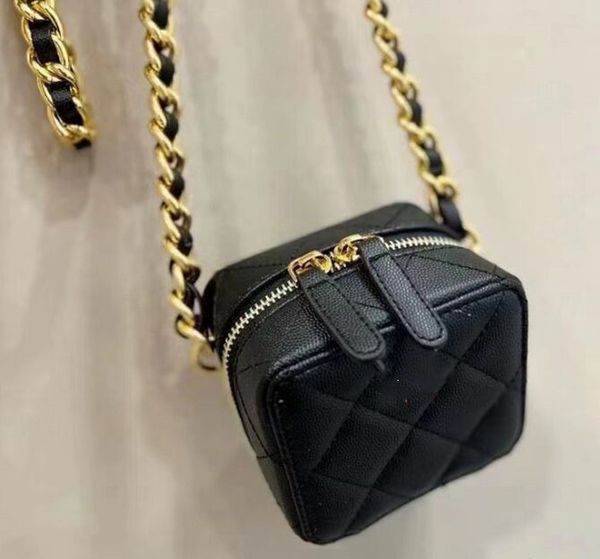 

children square handbag chain mini makeup bag fashion lipstick one shoulder slant small bags girls purse, Black