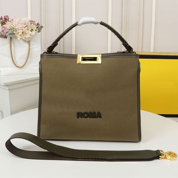

canvas totes bag women letter handbags shoulder bag large capacity split design detachable wide strap hasp hardware accessories fashion shop