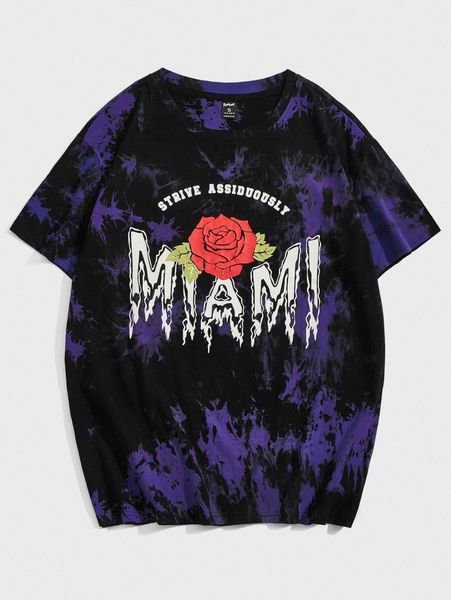 

romwe guys tie dye letter graphic oversized tee w9yp#, White;black