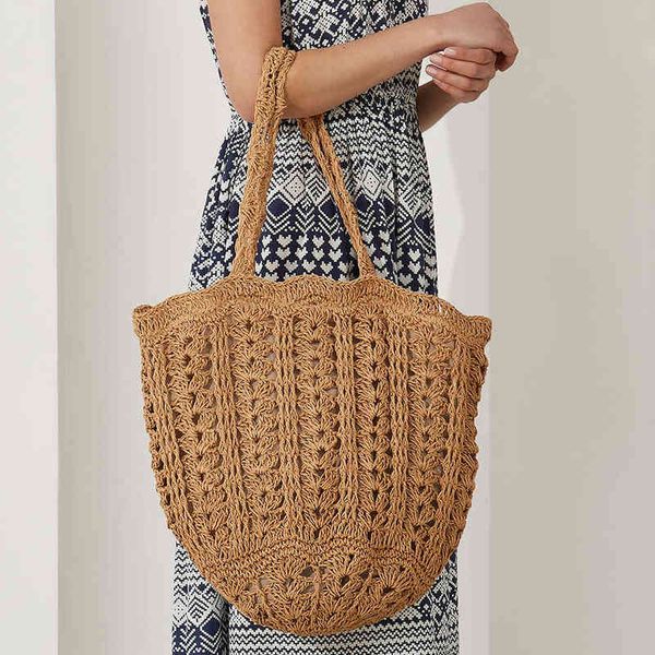 

evening bags summer straw big tote for women hollow large handbags brand shoulder ladies vacation beach bucket quality purses ins 220428