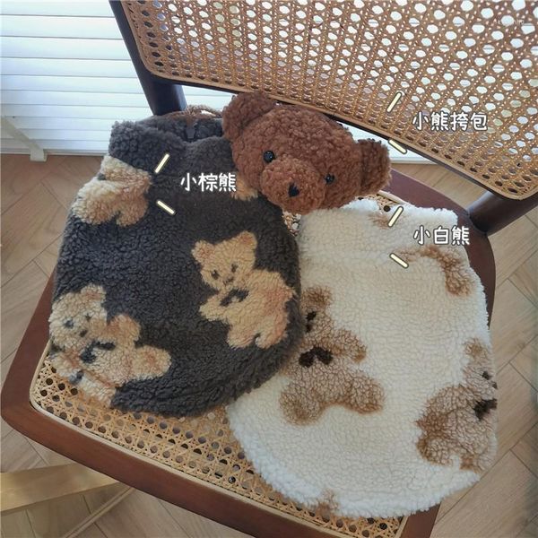 Vestuário de cachorro fofo urso de inverno roupas de lã de colete de lã para cachorros para filho