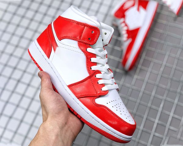 

shoes mens 1 mid cut basketball 1s university royal white red paint leather men women og