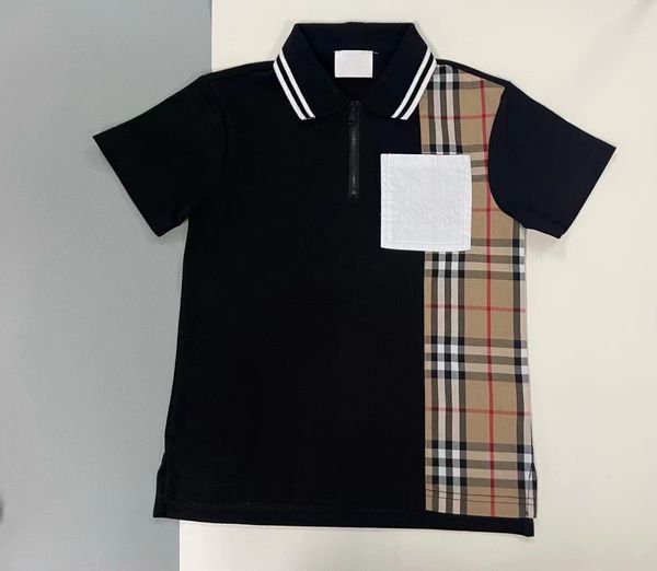 

childrens polo boy girl polos fashion short sleeve shirts for kid children summer classic cotton stripe clothing tees & size 100-160 black w, Blue