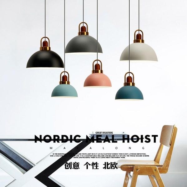 Lampade a sospensione Nordic Modern Modern Alluminio in legno E27 Luci da pranzo Tavolo da pranzo Canotte Cucina Decorazione LightingPendant