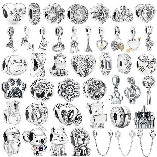 925 Sterling Silber Charms Farbe Tier Musikalische Krone Junge Anhänger Perlenanhänger Passend für Originalperlen Original Fit Pandora Armband Schmuckherstellung DIY Geschenk