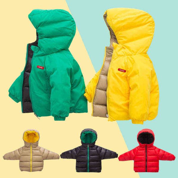 2021 New Kids Girl Girl Boys Winter Jacket Double Wearable White Duck Down Comoled Thermal Jackets Tamanho 100-140 J220718