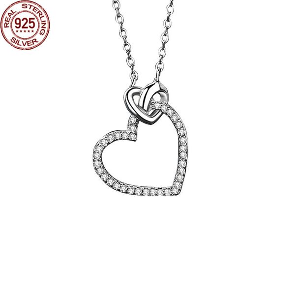 

s925 sterling silver korean necklace love hollow out pendant collarbone chain