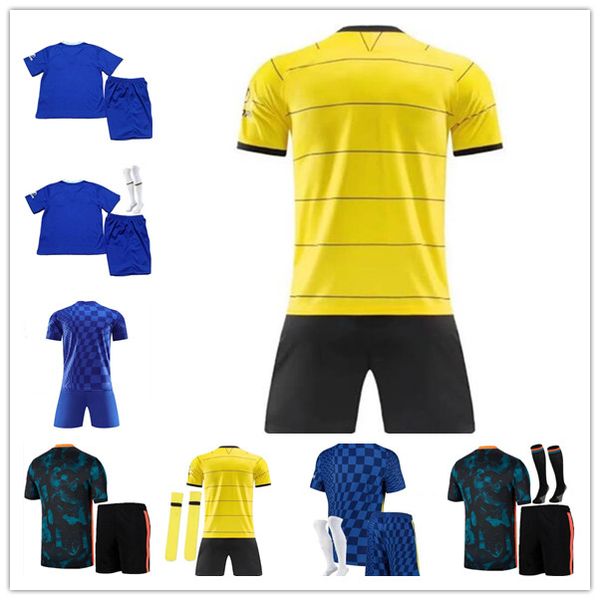 

abraham werner havertz chilwell ziyech soccer jerseys 2021 2022 2023 pulisic football shirt kante giroud mount men kids maillot de foot, Black;yellow