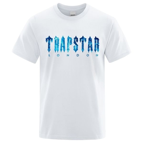 

trapstar london undersea blue printed tshirt men summer breathable casual short sleeve street oversized cotton brand t shirts 220608, White;black