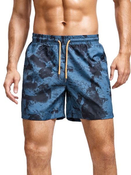 

men tie dye drawstring waist shorts d963#, White;black