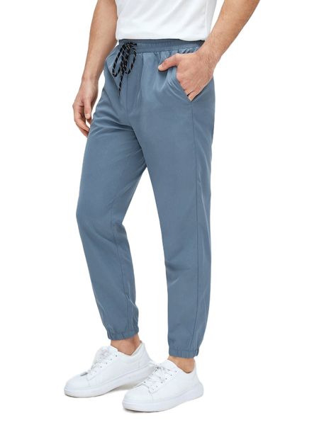 

men slant pockets drawstring waist joggers i7jx#, Black