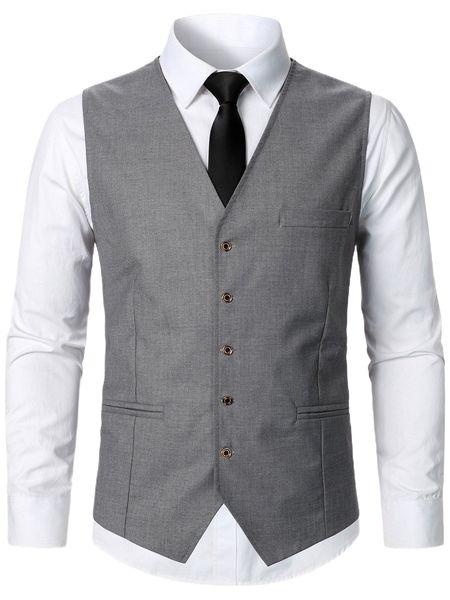 

men 1pc pocket detail strap back waistcoat e28d#, White;black
