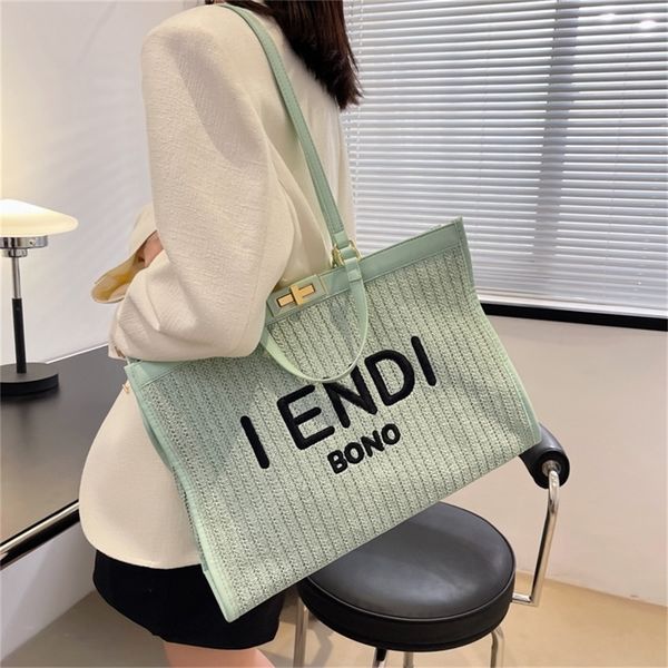 

new red same style tote spring and summer beach straw large capacity portable fashion shopping 80% off purse sales