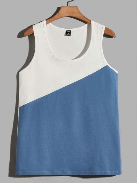 

men two tone tank w566#, White;black