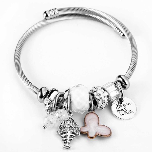 

summer korean titanium steel butterfly bracelet adjustable diy gift, Black