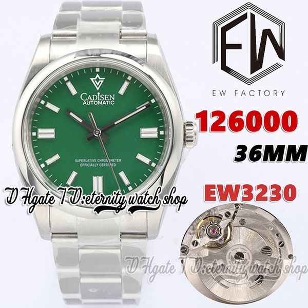 

ewf v3 ew126000 cal.3230 ew3230 automatic woman watch 36mm green dial stick markers 904l stainless steel bracelet with same serial warranty, Slivery;brown