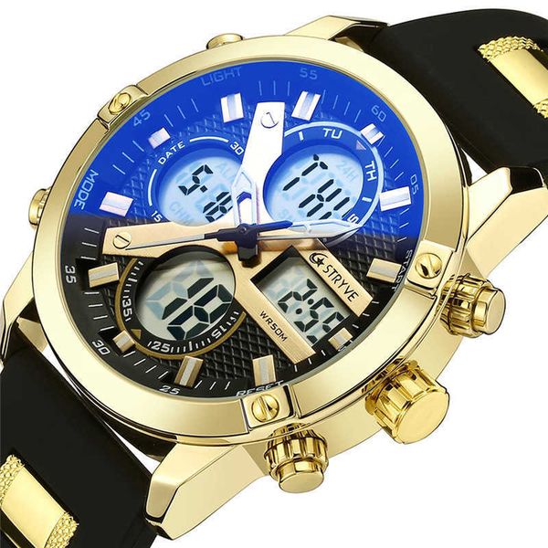 

5 degree waterproof watch japanese movement stryve men's sports watch blue light glass s8021 boutique watchet, Slivery;brown