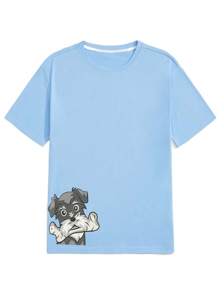 

romwe guys dog print oversized tee 83ms#, White;black