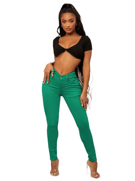 

sxy zipper fly solid skinny jeans n7ne#, Blue