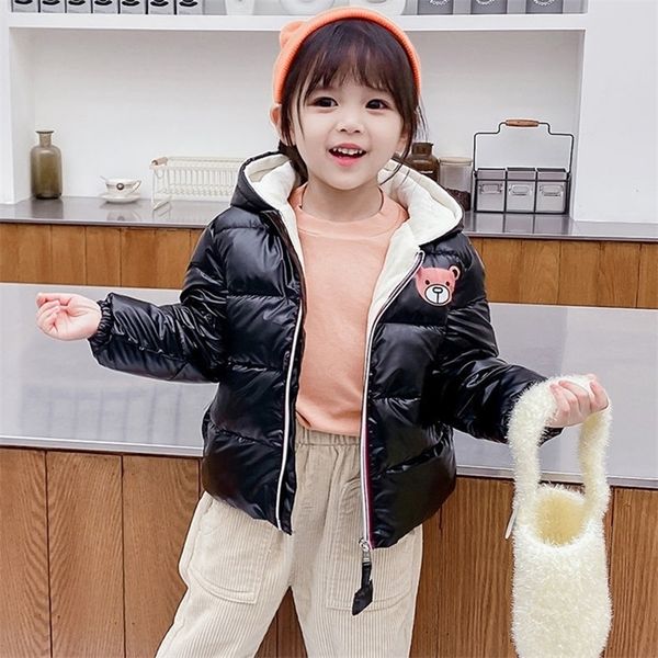 

fashion girls bright jacket 2-10 years children's autumn down clothing boys girls children's hooded jacket kids clothes lj201203, Blue;gray