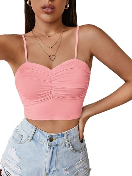 

ruched detail crop cami c0is#, White