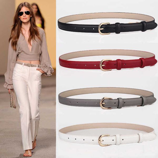

elling fashion simple leather pin buckle thin belt women's korean decorative professional trousers waistband classic luxury girdle, Black;brown