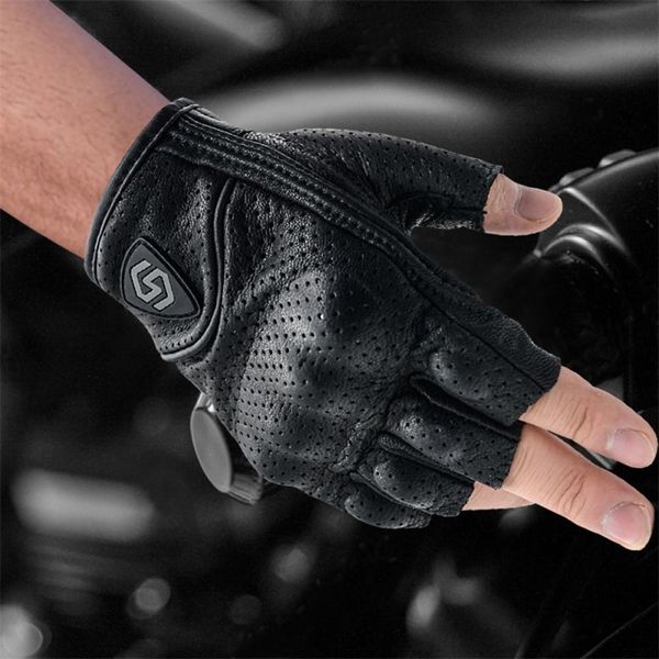 

breathable gloves for motorcycle professional faux leather black knuckle protection half finger for cycling 220812, Blue;gray