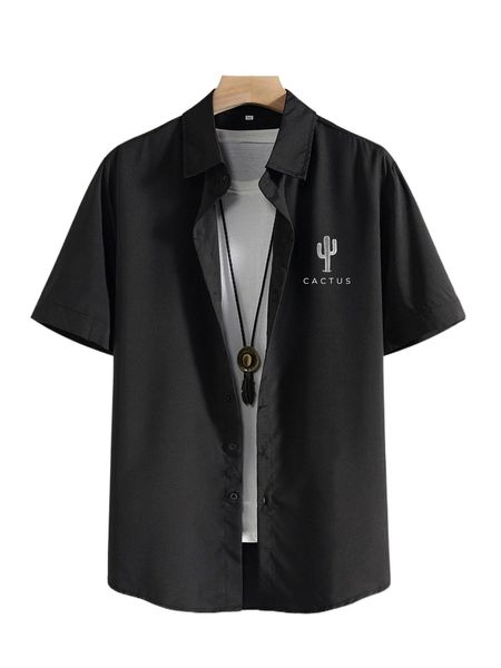 

men letter & cactus graphic shirt without tee l6jq#, White;black