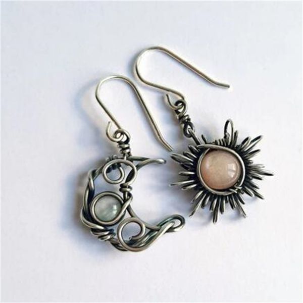 

trendy vintage boho sun and moon earrings silver crystal dangle & chandelier women's boho fashion jewelry gifts for her a192