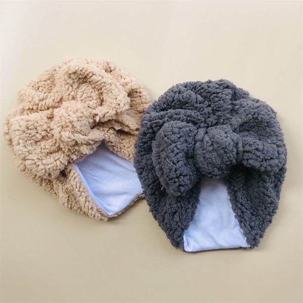 Зимняя шляпа галстук шляпы узел для девочек теплый ребенок кепка плюшевая ткань Деть индийские кепки рождены младенцы тюрбана 220514
