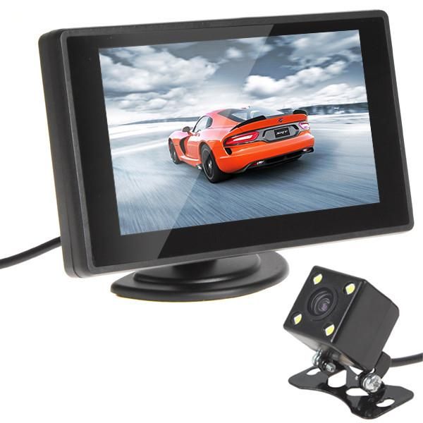 Telecamere posteriori per auto Sensori di parcheggio CAR HORIZON 480 x 272 Monitor per auto TFT a colori da 4,3 pollici + 420 linee TV Telecamera per visione notturna con obiettivo grandangolare da 170 gradi