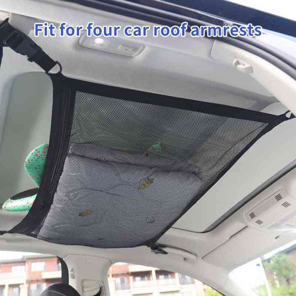 

2pc portable car ceiling storage net pocket roof interior organizer hanging net bag large capacity auto cargo pouch car products y220414