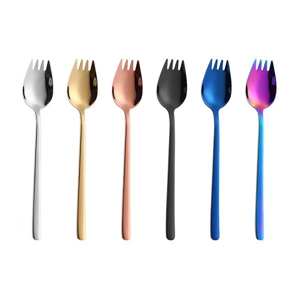

multifuntional 2 in 1 spork silverware stainless steel 304 gold fork spoon