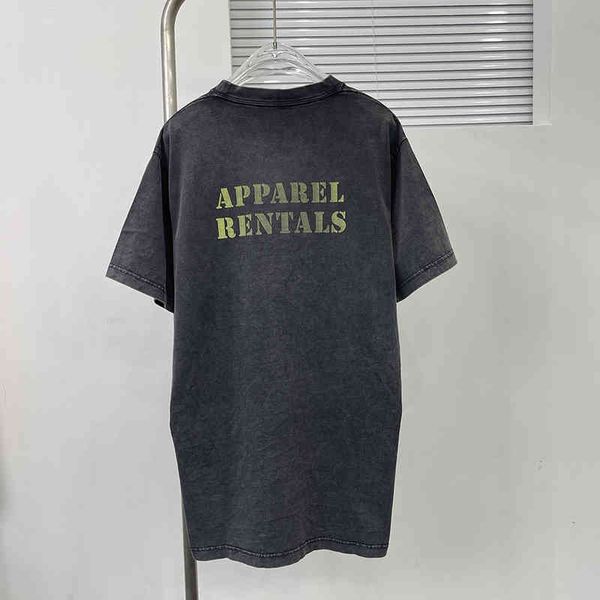 

women's t-shirt b house printed letters embroidered double hook short sleeve t-shirt washed and used wild couple style, White