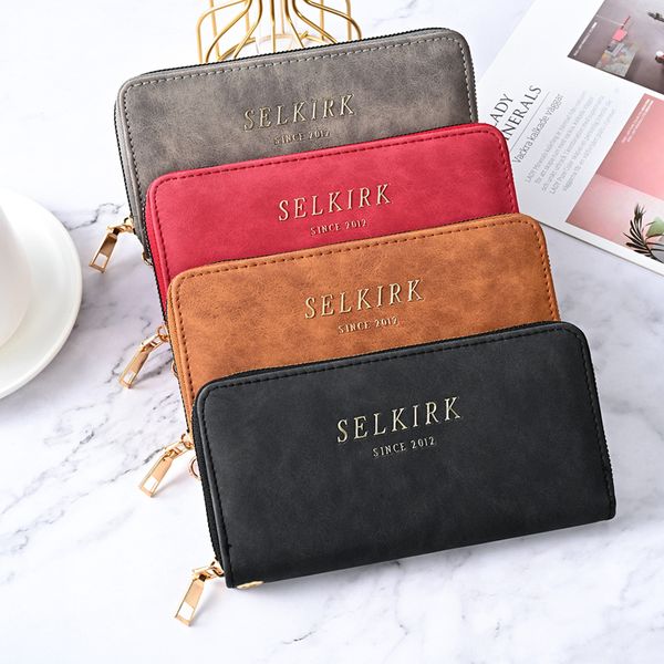 

dhl50pcs wallets women pu letter prints large capacity long credit card holder mix color, Red;black