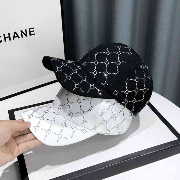 

hats 2022 niche rhinestone baseball cap women's summer sun shading versatile round face suitable for duck tongue, Blue;gray
