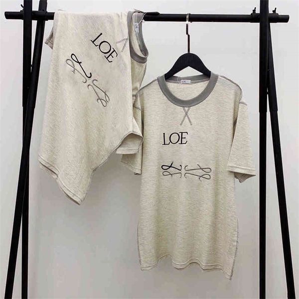 

66% off new loe luojia couple's embroidered letter terry reverse make loose casual round neck men's and women's short sleeve, White