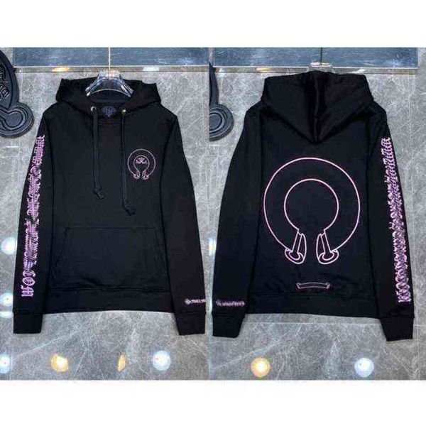 

quality classic hoodie autumn winter ch luxury fashion sweatshirts designer mens zipper sweater horseshoe phantom cross print hooded woman, Black